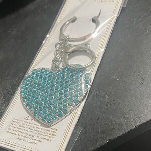 Sparkling Heart Keychain with Blue Crystals